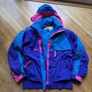 Vintage Columbia 80s 90s Ski Jacket Purple Pink Blue Retro Winter Coat Women’s M